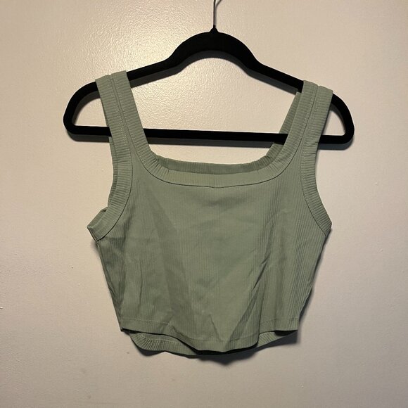 NWT Madewell Ribbed Square Neck Crop Top Sage Green Sleeveless Tank – Women’s M - Picture 1 of 3